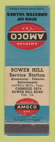 Matchbook Cover - Amoco oil gas Bower Hill Pittsburgh PA LAMINATED
