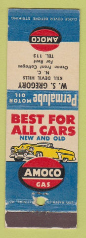 Matchbook Cover - Amoco oil gas WS Gregory Kill Devil Hills NC WEAR