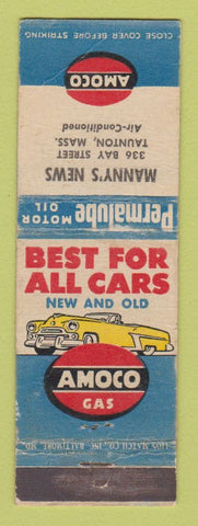 Matchbook Cover - Amoco oil gas Manny's News Taunton MA WEAR