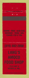 Matchbook Cover - Amoco oil gas Lang's Food Shop Boonville MO RED