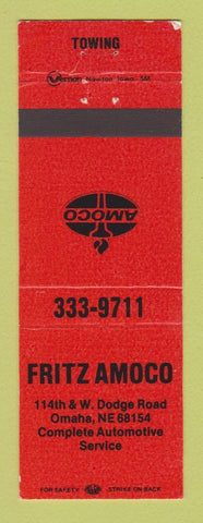 Matchbook Cover - Amoco oil gas Fritz Omaha NE ORANGE