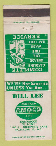 Matchbook Cover - Amoco oil gas Bill Lee Baltimore MD