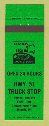 Matchbook Cover - Amoco oil gas Highway 51 Truck Stop Merrill WI