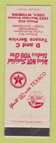 Matchbook Cover - Texaco oil gas D and C Cody WY WEAR