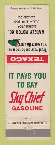 Matchbook Cover - Texaco oil gas Gately Motors Alma Frisco Colorado