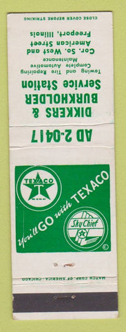 Matchbook Cover - Texaco oil gas Dikkers & Burkholder Freeport IL
