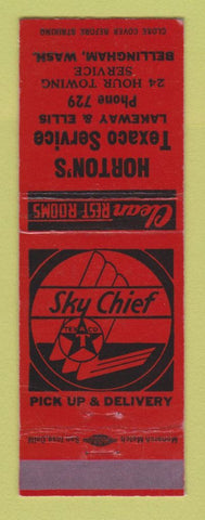 Matchbook Cover - Texaco oil gas Horton's Bellingham WA LAMINATED