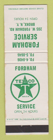 Matchbook Cover - Texaco oil gas Fordham Bronx NY