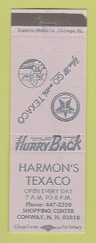 Matchbook Cover - Texaco oil gas Harmon's Conway NH
