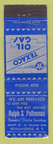 Matchbook Cover - Texaco oil gas Ralph's Polhemus Poughkeepsie NY WORN LAMINATED