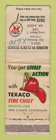 Matchbook Cover - Texaco oil gas George Plyer's Long Beach CA WORN