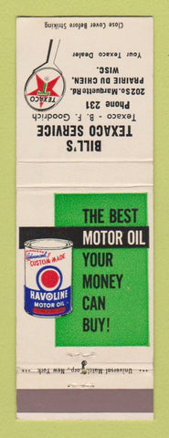 Matchbook Cover - Texaco oil gas Bill's Prairie Du Chien WI