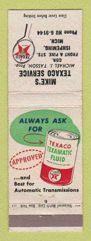 Matchbook Cover - Texaco oil gas Mike's Ishpeming MI
