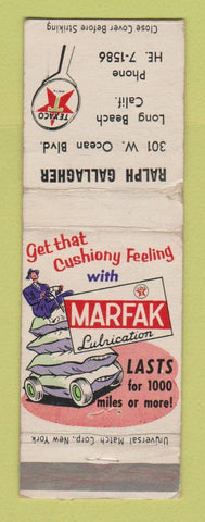 Matchbook Cover - Texaco oil gas Ralph Gallagher Long Beach CA WORN