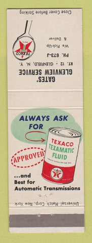 Matchbook Cover - Texaco oil gas Gates' Glenview NY