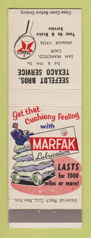 Matchbook Cover - Texaco oil gas Seefeldt Bros San Francisco CA