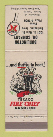 Matchbook Cover - Texaco oil gas Burlington IA LAMINATED