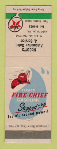 Matchbook Cover - Texaco oil gas McCoy's Hyde Villa PA LAMINATED