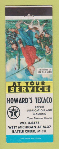 Matchbook Cover - Texaco oil gas Howard's Battle Creek MI