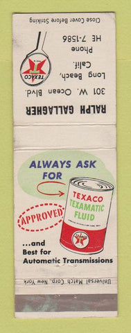 Matchbook Cover - Texaco oil gas Ralph Gallagher Long Beach CA WEAR