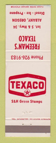 Matchbook Cover - Texaco oil gas Freeman's Albany OR