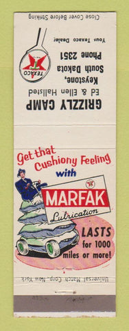 Matchbook Cover - Texaco oil gas Grizzly Camp Keystone SD