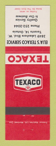 Matchbook Cover - Texaco oil gas Elia's Toronto ON