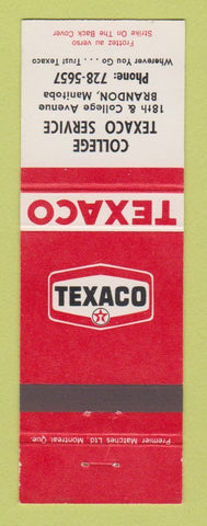 Matchbook Cover - Texaco oil gas College Brandon MB