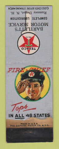 Matchbook Cover - Texaco oil gas Bartlett's Rumney Depot NH WORN LAMINATED