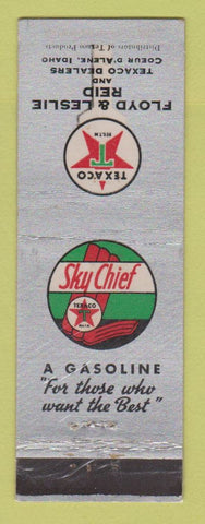 Matchbook Cover - Texaco oil gas Floyd & Leslie Reid Coeur D Alene ID LAMINATED