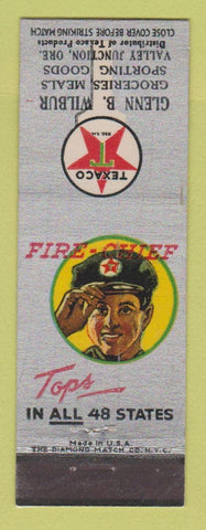 Matchbook Cover - Texaco gas Wilbur Sporting Goods Valley Junction OR LAMINATED