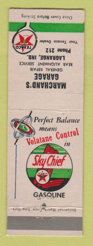 Matchbook Cover - Texaco oil gas Marchand's Garage Lagrange IN LAMINATED