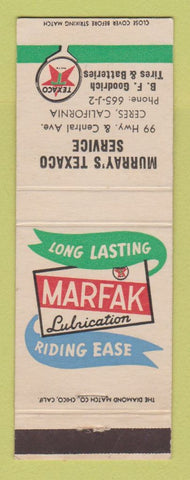 Matchbook Cover - Texaco oil gas Murray's Service Ceres CA