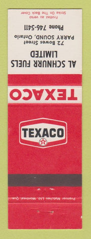 Matchbook Cover - Texaco oil gas Al Schnurr Parry Sound ON