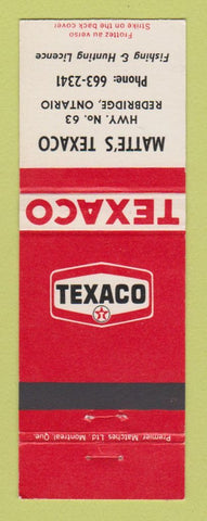 Matchbook Cover - Texaco oil gas Matte's Redbridge ON