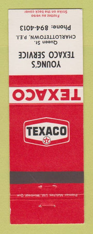Matchbook Cover - Texaco oil gas Young's Charlottetown PEI PE