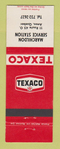 Matchbook Cover - Texaco oil gas Marchildon Service Amos QC