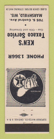 Matchbook Cover - Texaco oil gas Ken's Marshfield WI