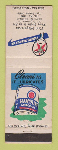 Matchbook Cover - Texaco oil gas Carl Hagstrom Ironwood MI