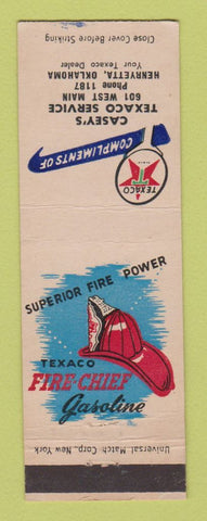 Matchbook Cover - Texaco oil gas Casey's Henryetta OK