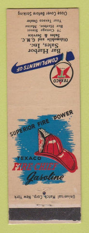 Matchbook Cover - Texaco oil gas Bar Harbor Oldsmobile GMC ME LAMINATED
