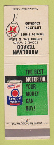 Matchbook Cover - Texaco oil gas Woodlawn Littleton Colorado