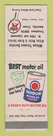 Matchbook Cover - Texaco oil gas Wilson Motor Amarillo TX