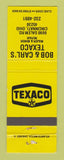 Matchbook Cover - Texaco oil gas Bob & Carl's Cincinnati OH YELLOW