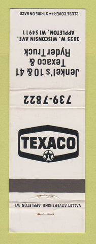 Matchbook Cover - Texaco oil gas Jenkel's 10&41 Ryder Truck Rentals Appleton WI