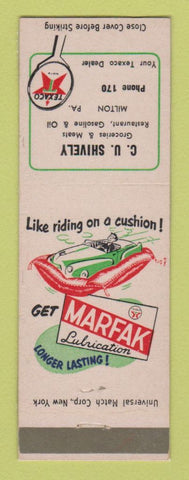 Matchbook Cover - Texaco oil gas CU Shively Milton PA LAMINATED