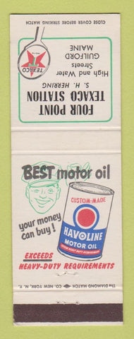 Matchbook Cover - Texaco oil gas Four Point Guilford ME