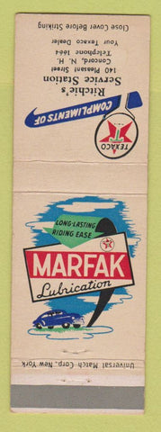 Matchbook Cover - Texaco oil gas Ritchie's Concord NH