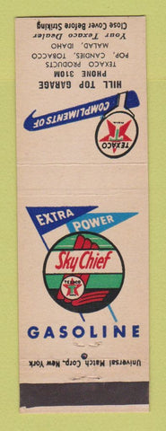 Matchbook Cover - Texaco oil gas Hill Top Garage Malad ID
