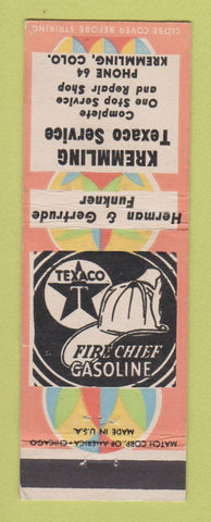 Matchbook Cover - Texaco oil gas Kremmling Colorado low phone #